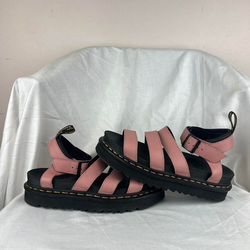 Dr. Martens Pink Leather Sandals With Black Sole Size 9